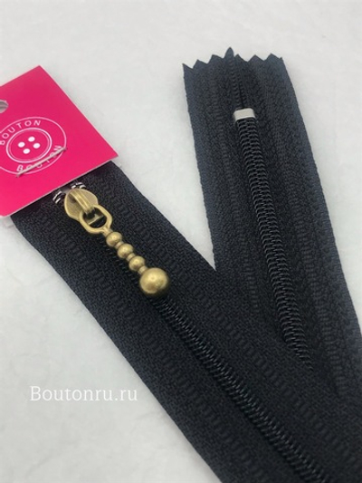 Молния черная бронзовый замок