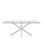 Стеклянный стол Arya с белыми стальными ножками 200x100