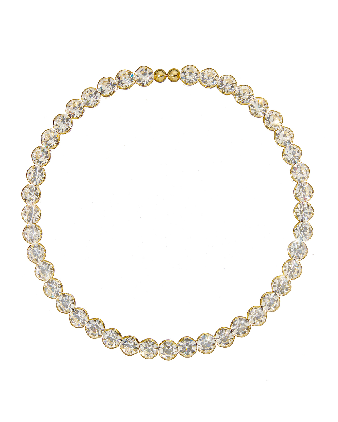 Колье чокер жесткая основа, крупные круглые камни, золото