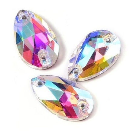 Стразы стекло 7*12мм, "Капля" белыйАВ/30