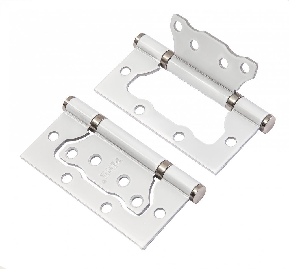 [ТОВАРА НЕТ В НАЛИЧИИ] Петля накладная Ренц RENZ 100-2BBFH SW/CPбезВР, цвет супер белый/хром (гарантия - 12 месяцев)