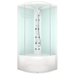 Душевая кабина Domani-Spa Delight Slim 110 high 1000*1000*2180, сатин матированное стекло, задняя белая стеклянная панель
