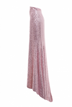 Юбка "в пол", ткань с пайетками розовая 16-01-24 SS