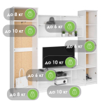 Готовая гостиная Woodville Бертелена белое дерево, белое дерево