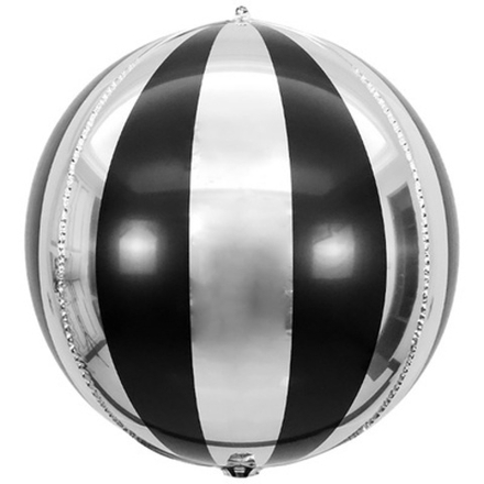К 3D СФЕРА Б/РИС 22" Секторы Черный серебро 46 см.