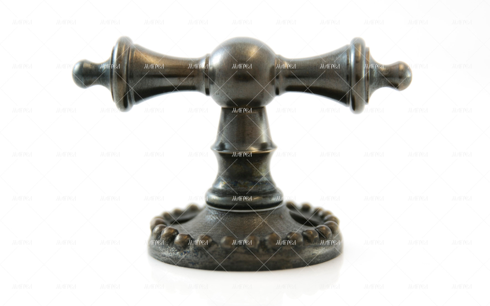 Ручка латунная каминная Крест симметричная с бисером