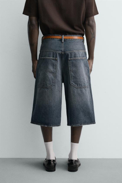 ZARA ДЖИНСОВЫЕ ШОРТЫ BAGGY FIT, СИНИЙ