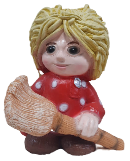 Домовой с веником ,цветной .