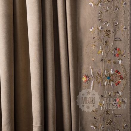 Шторы с вышивкой ЛЭЯ (арт. BL01-250-03)  - (200х280)х2 см. - коричневые