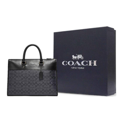 COACH Canvas With Leather Briefcase, Shoulder Bag, Crossbody Bag, Handbag Large Men"s Charcoal Black