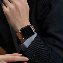 Ремешок из натуральной кожи коричневого цвета для смарт часов Apple Watch 38, 40, 41, 42мм, серия YA Series от Dux Ducis