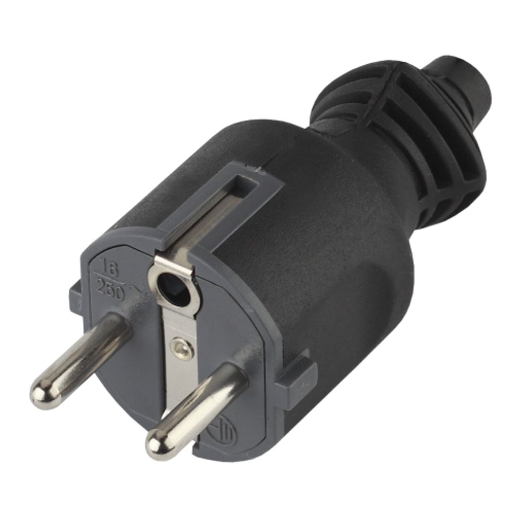 Вилка ЭРА V4(B) c заземлением 16A прямой ввод черная