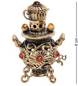 Народные промыслы AM-3234 Фигурка «Самовар Хризантема» (латунь, янтарь)