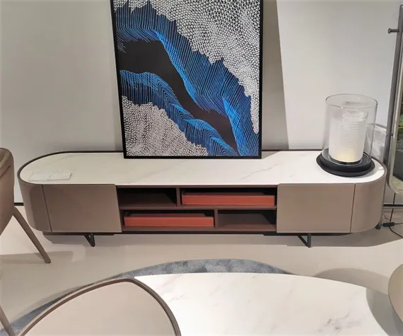 Тумба под ТВ 4608, 200х45 см, экокожа, керамика