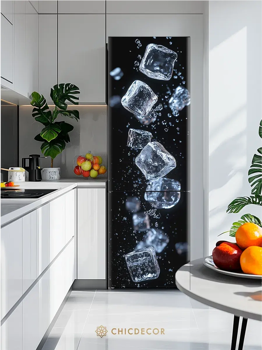 Наклейка интерьерная на холодильник Кубики льда