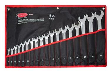 Набор ключей комбинированных с динамическим профилем, 18пр. (7, 8, 10-19, 21, 22, 24, 27, 30, 32мм), на полотне RockForce##Rock FORCE RF-5181HD
