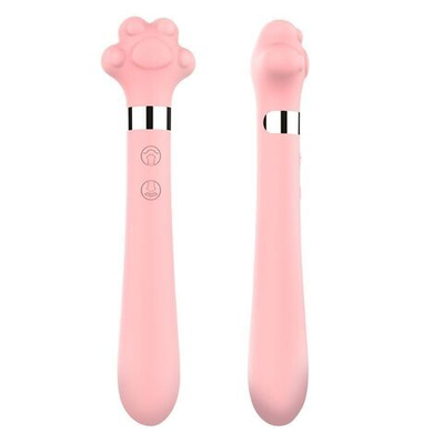 Розовый двусторонний вибромассажер Meow в форме лапки - 21 см. (Цвет: розовый)