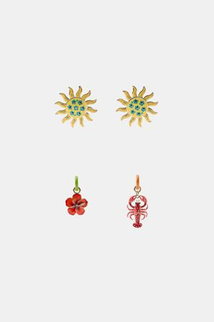 ZARA НАБОР СЕРЕГ «СОЛНЦЕ И ЛАНГУСТ», РАЗНОЦВЕТНЫЙ