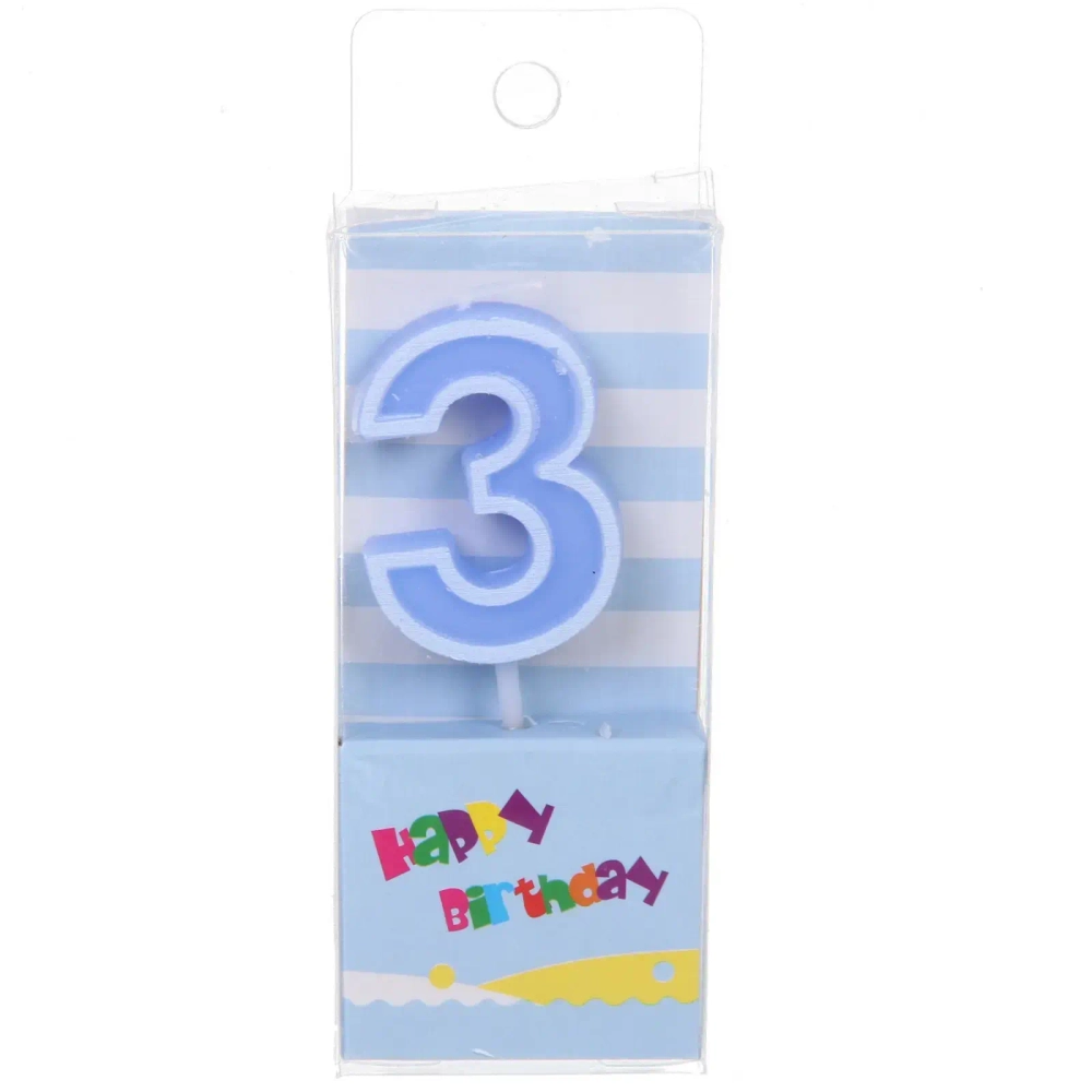 Свеча для торта Цифра Яркий праздник «3» 7,5 см