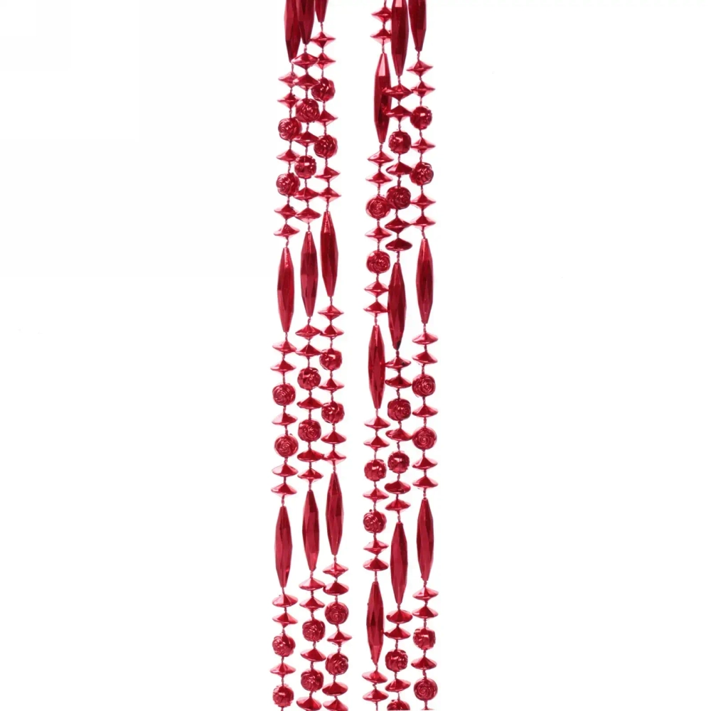 Бусы на ёлку 2м «Бриллианты», Красный