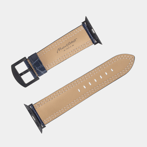 Ремешок для Apple Watch Ultra 49mm из кожи аллигатора, синего цвета