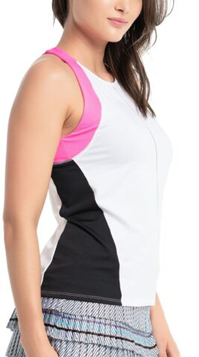 Женский топ теннисный Lucky in Love Prep It Up Scuba High Neck Tank - white