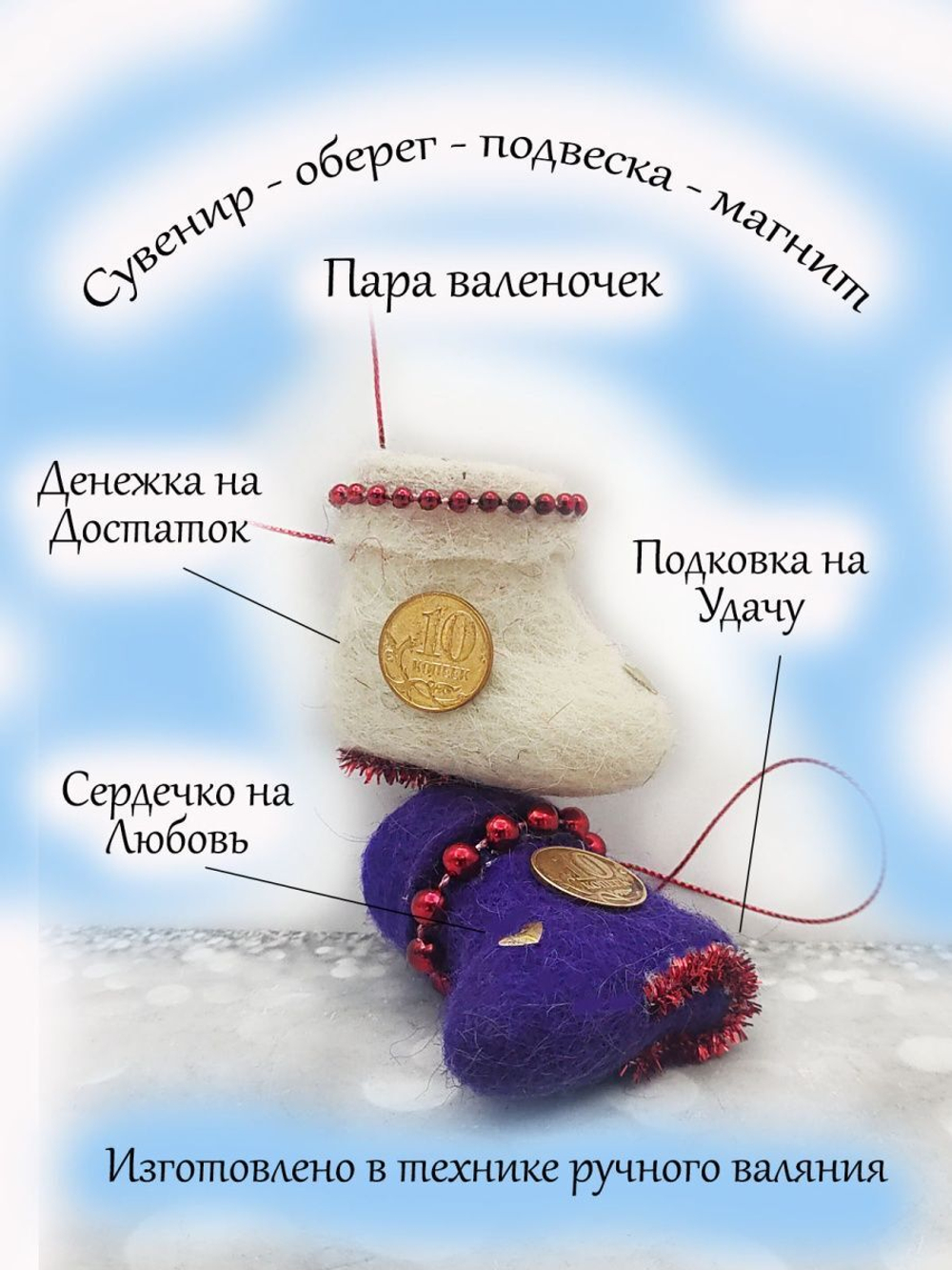 Сувенир, подвеска Валенки