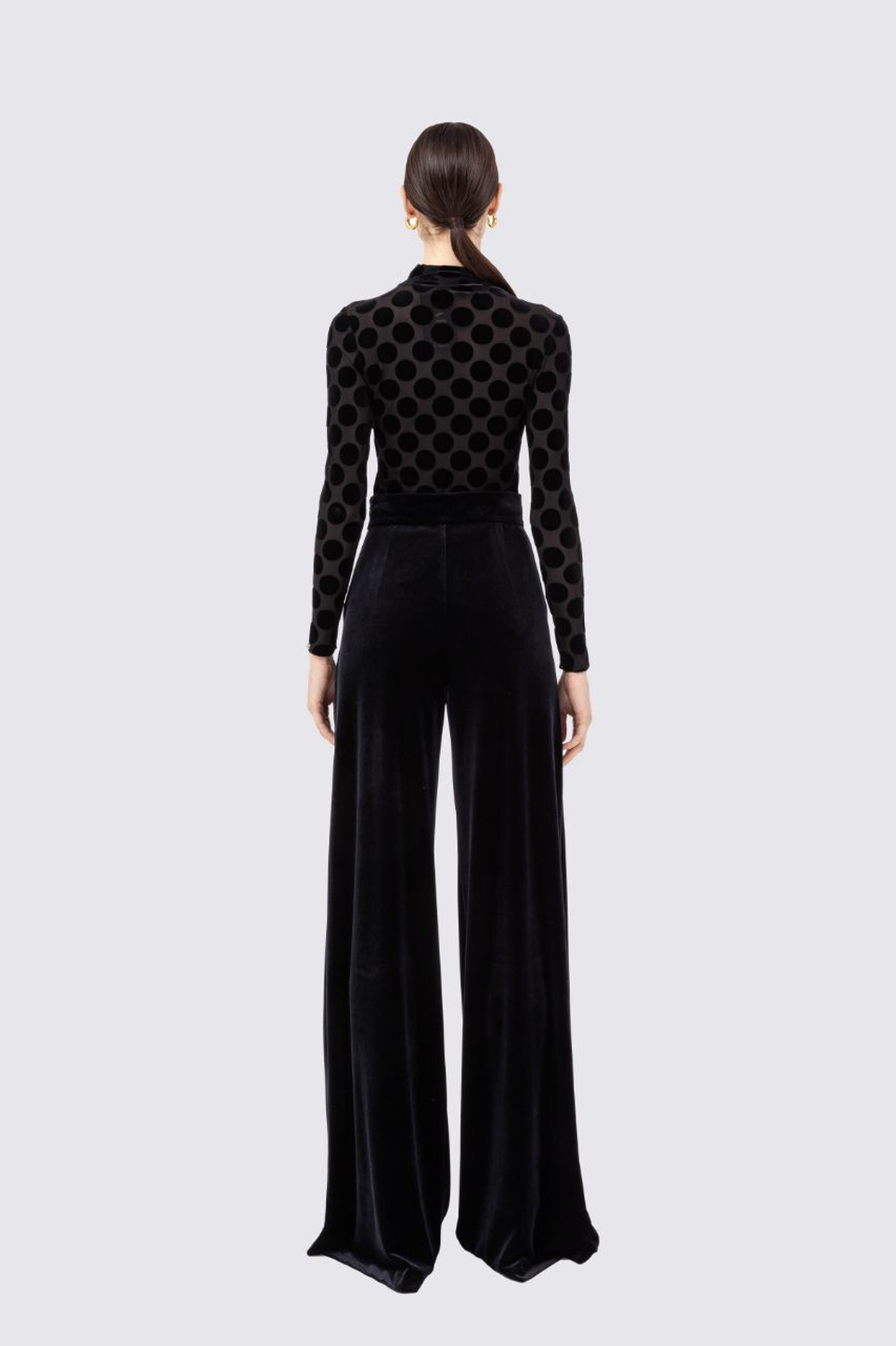 Бархатные брюки с высокой талией