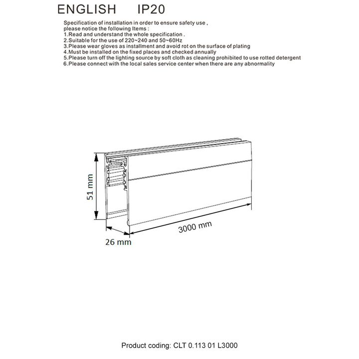 Шинопровод магнитный Crystal Lux CLT 0.113 01 L3000 WH