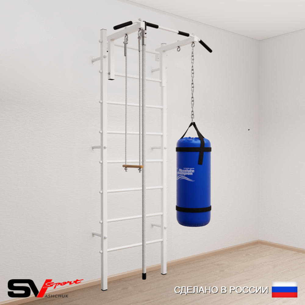 Шведская стенка Sv Sport усиленная 6151 (Турник стандарт/Канат/Трапеция/Цепь/Мешок 15кг)