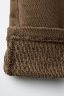 ZARA КОМПЛЕКТ ИЗ ТОЛСТОВКИ И БРЮК WIDE LEG С НАШИВКОЙ, СВЕТЛО-КОРИЧНЕВЫЙ