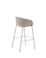 Барный стул Yvette из бежевого шенилла с бежевыми стальными ножками 75 см
