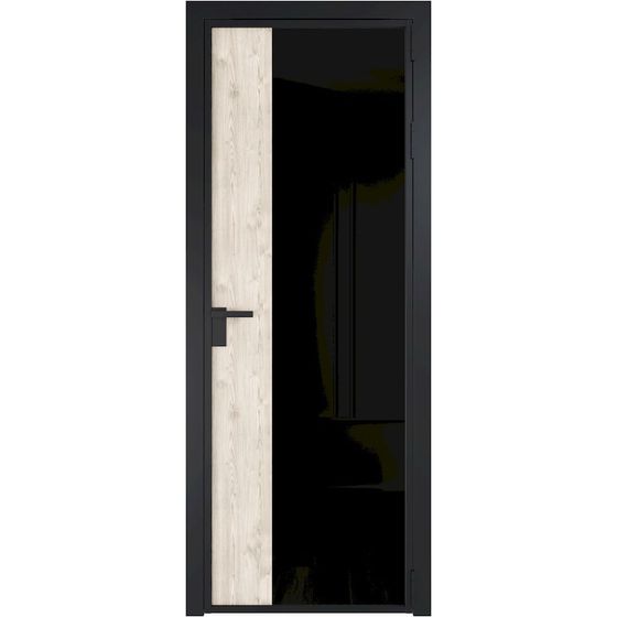 Алюминиевая дверь 7AG чёрная матовая RAL9005 остеклённая со вставкой