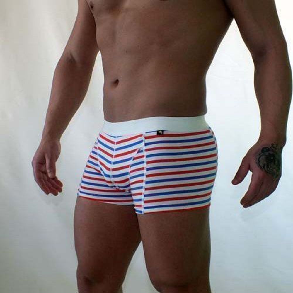 Трусы мужские боксеры белые в разноцветную полоску Van Baam VB-38102