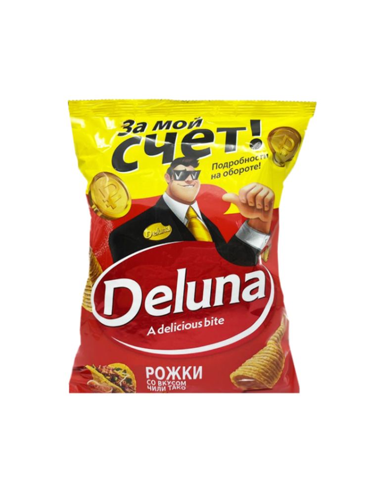 Кукурузные снеки Deluna Рожки со вкусом Чили Тако 85 г x 4 шт