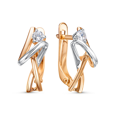 Серьги из золота 585 пробы с Фианит