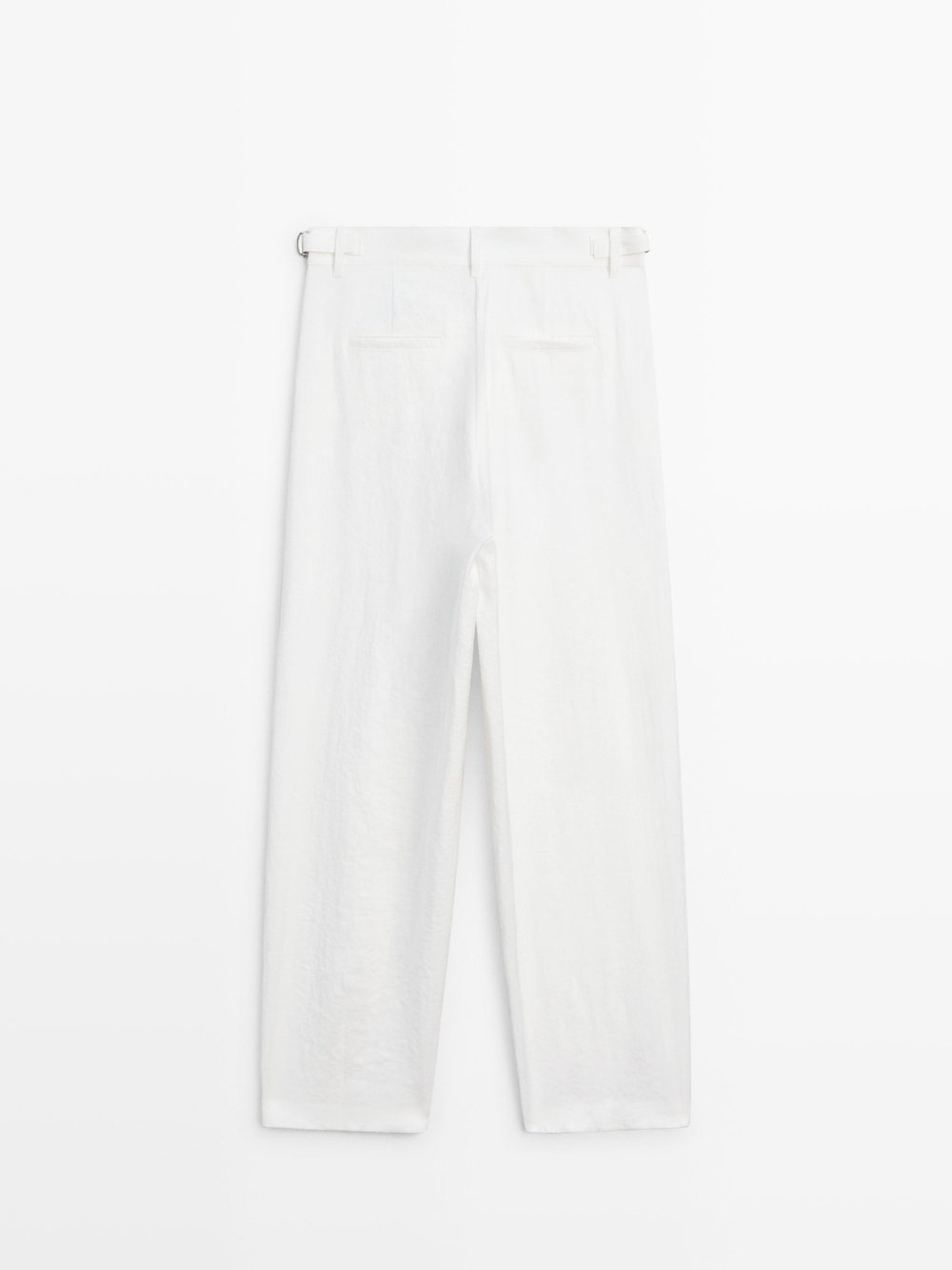 Massimo Dutti Струящиеся брюки с пряжками, белый