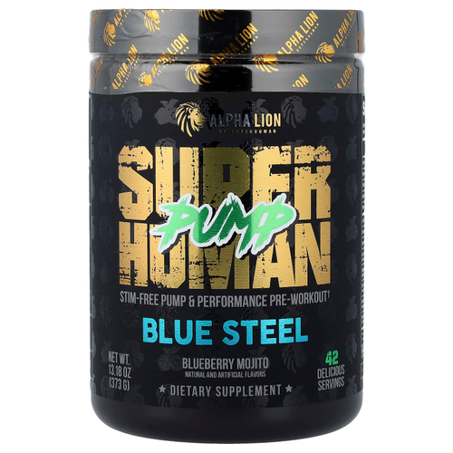 ALPHA LION, SuperHuman Pump, Blue Steel, мохито с голубикой, 373 г (13,18 унции)