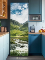 Наклейка интерьерная на холодильник Горная река