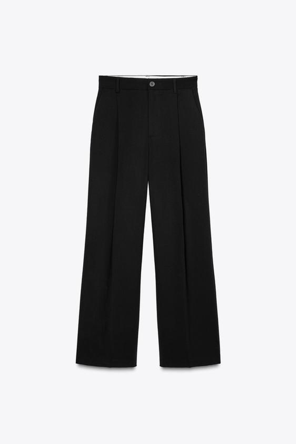 ZARA БРЮКИ С ЗАЩИПАМИ, ЧЕРНЫЙ