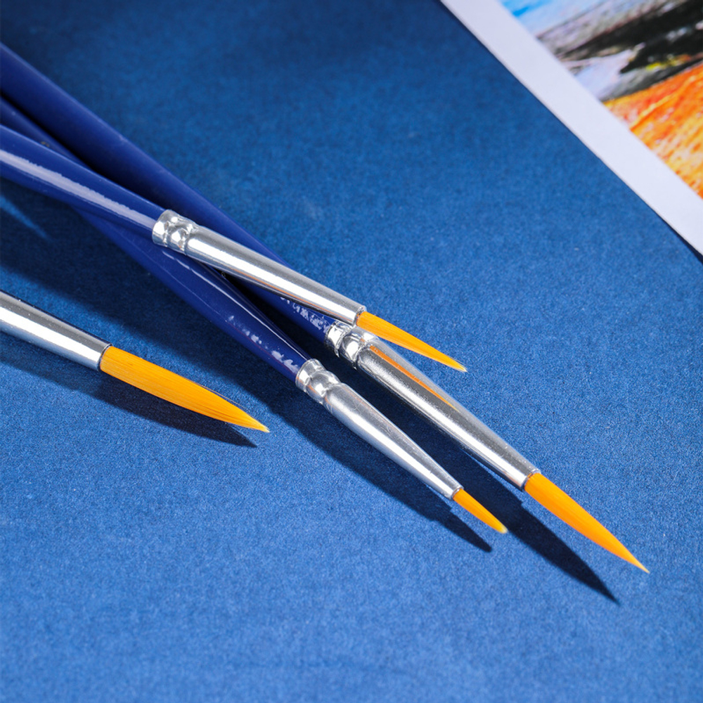 Набор кистей DELI "Finenolo", №3, круглая, березовая ручка 20 см, 6 штуки в уп., синтетика