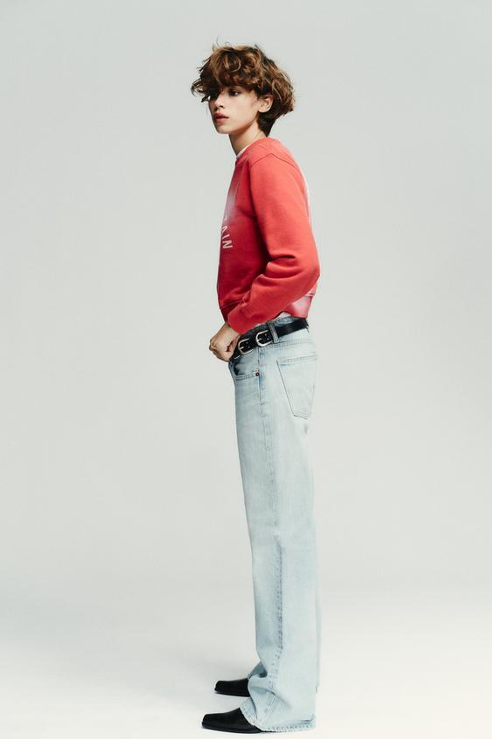 ZARA ДЖИНСЫ TRF WIDE LEG С НИЗКОЙ ПОСАДКОЙ, ЛИНЯЛЫЙ СИНИЙ