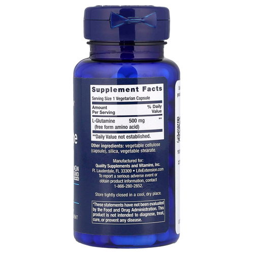Life Extension, L-глютамин, 500 мг, 100 вегетарианских капсул