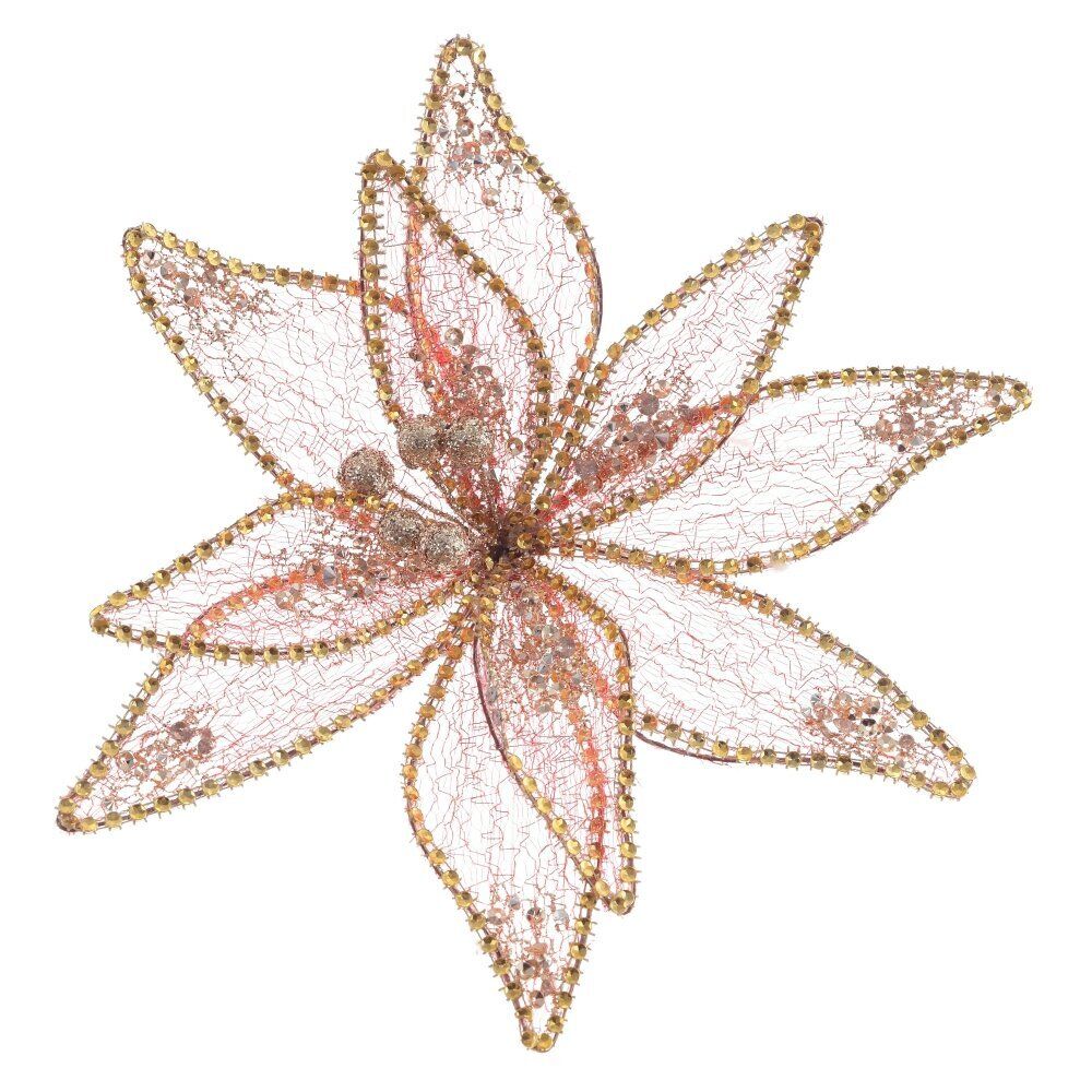 GAEM Цветок искусственный "Пуансеттия" (на клипсе), L23 W23 H12 см