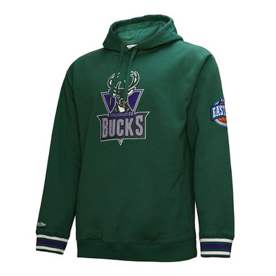 Толстовка Mitchell&Ness NBA Chainstitch Fleece Vintage Logo Milwaukee Bucks Sweatshirt Green