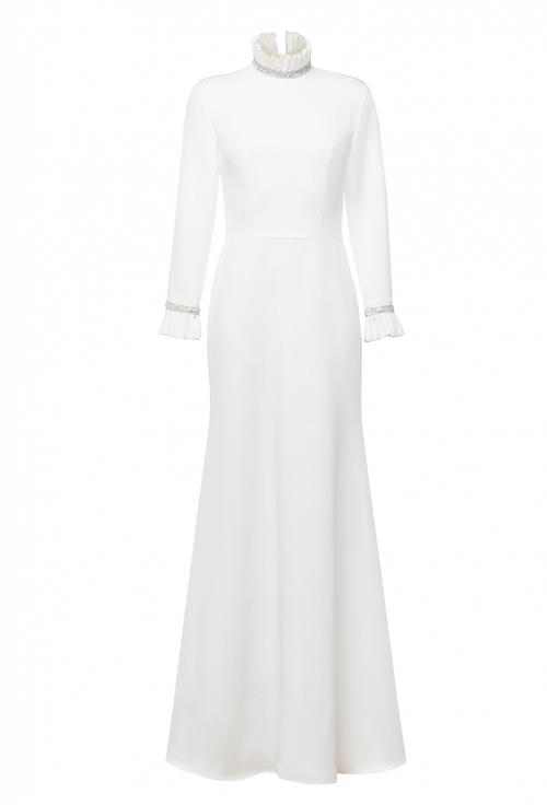 Длинное платье из крепа силуэт-рыбка черное 16-06-23 FW