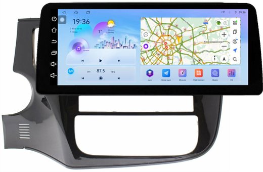 Магнитола Mitsubishi Outlander 3 2012-2022 (левый руль, рамка 10) - FarCar монитор 12.3" 2K QLED на Android 14, TS10, CarPlay, 4G SIM-слот