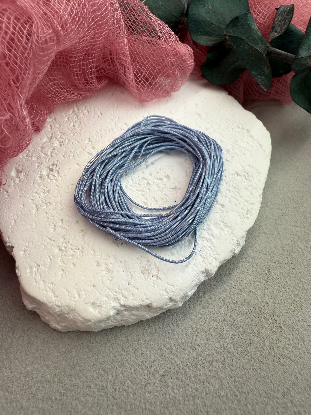 Шнур для плетения браслетов 0,6 мм, Пыльно-голубой (5 м)