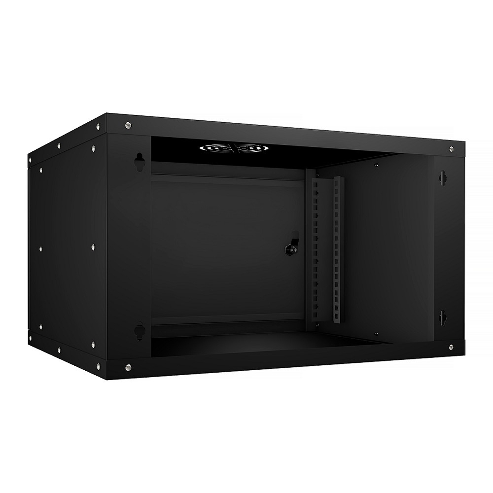 Телекоммуникационный шкаф Cabeus WSC-05D-6U55 / 45m-BK Шкаф телекоммуникационный настенный 19" 6U, серия LIGHT разборный, дверь металл, цвет черный