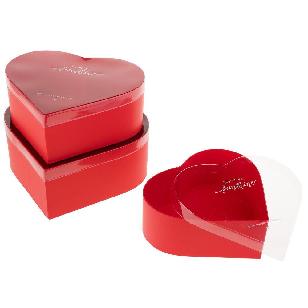 Набор/3шт "Сердце" 28x25xH11см-23x21xH8,5см (Красный)